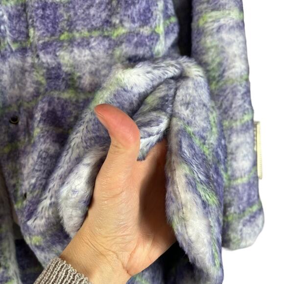 Hutch Anthropologie Donna Plaid Plush Soft Boxy Shacket Barn Coat Jacket XS - Picture 8 of 14